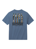duck call tee on a blue pocket tee