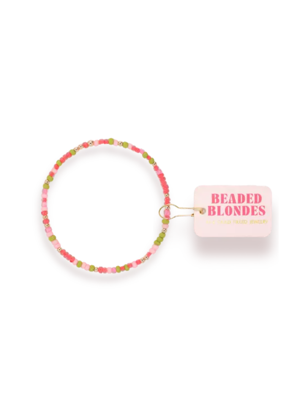 pink and green beaded bracelet