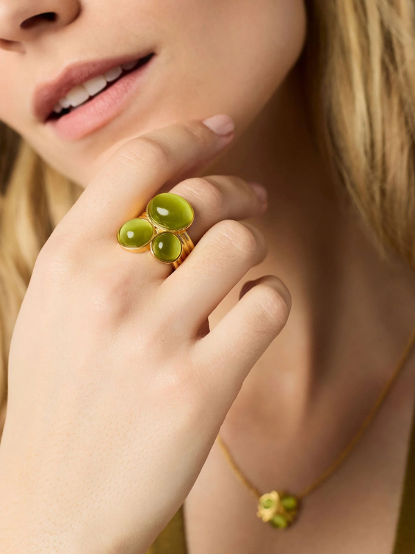 Cobblestone Statement Ring in Green Cat's Eye By Julie Vos
