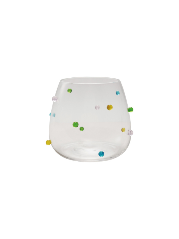 Multi Color Raised Dot Drinking Glass