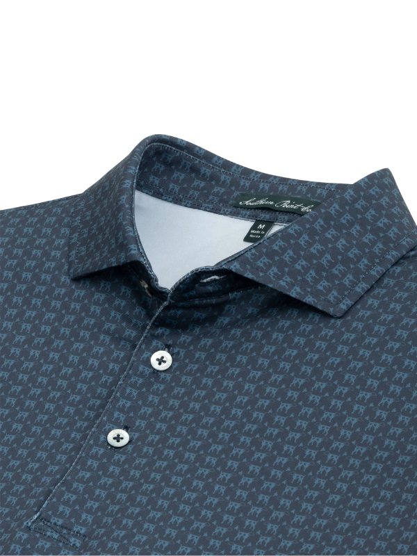 The Heritage Polo Greyton Print in Navy by Southern Point Co.