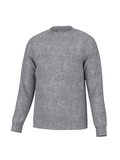 A heather gray long-sleeve crewneck shirt with a chest pocket, shown against a plain white background.