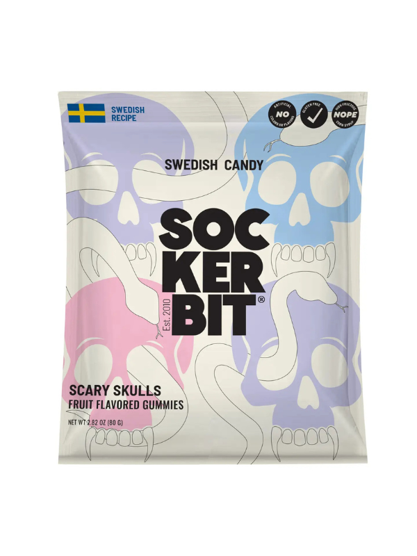 Scary Skulls Swedish Candy Bag 2.8oz - Halloween Collection