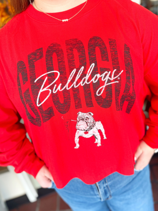 Georgia Bulldogs Long Sleeve Cropped Tee (S-2X)