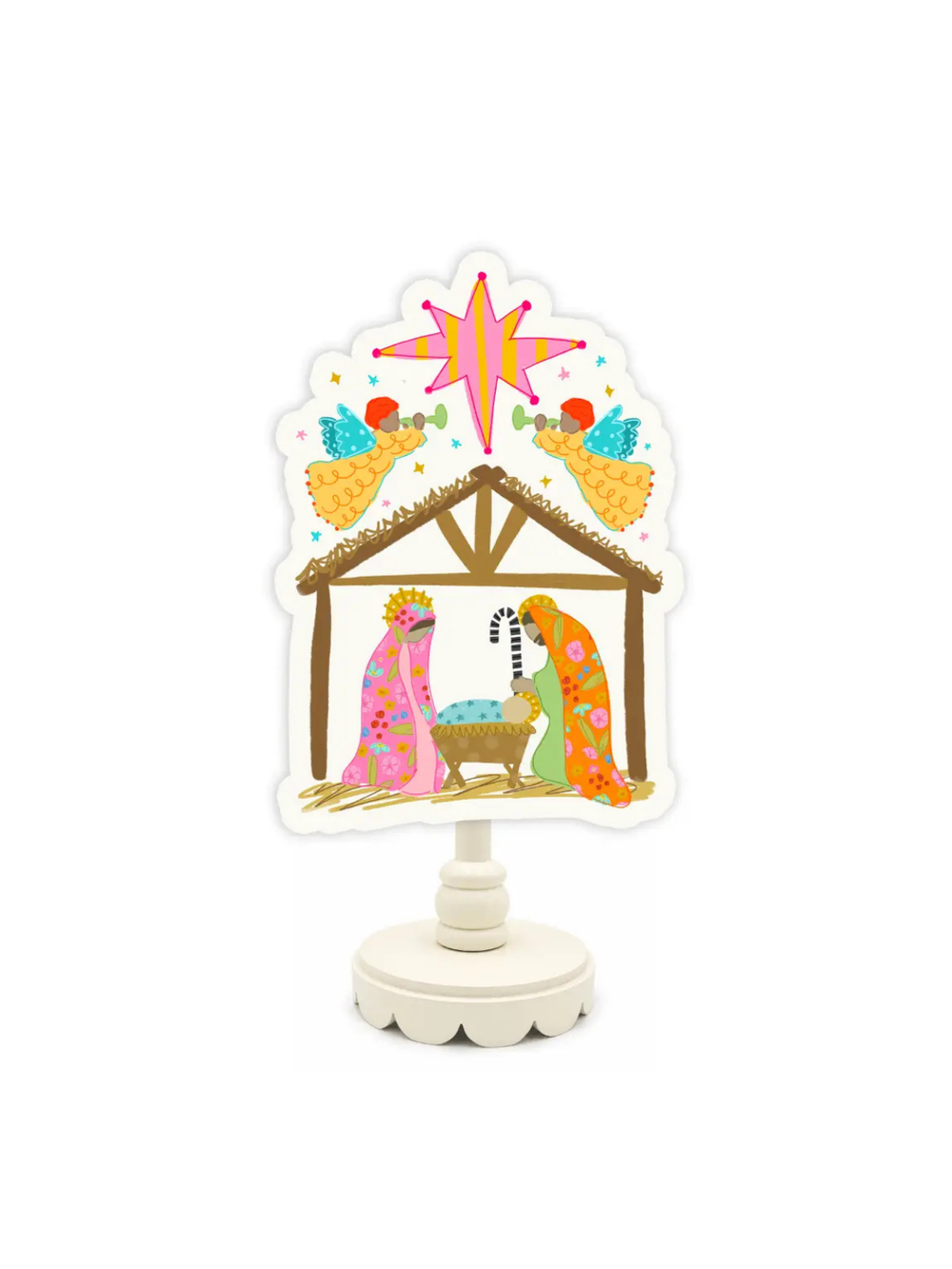colorful Whimsy Mary and Joesph Topper