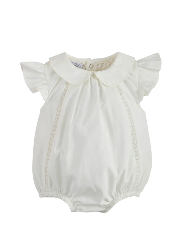 white collared poplin bubble onesie detailing