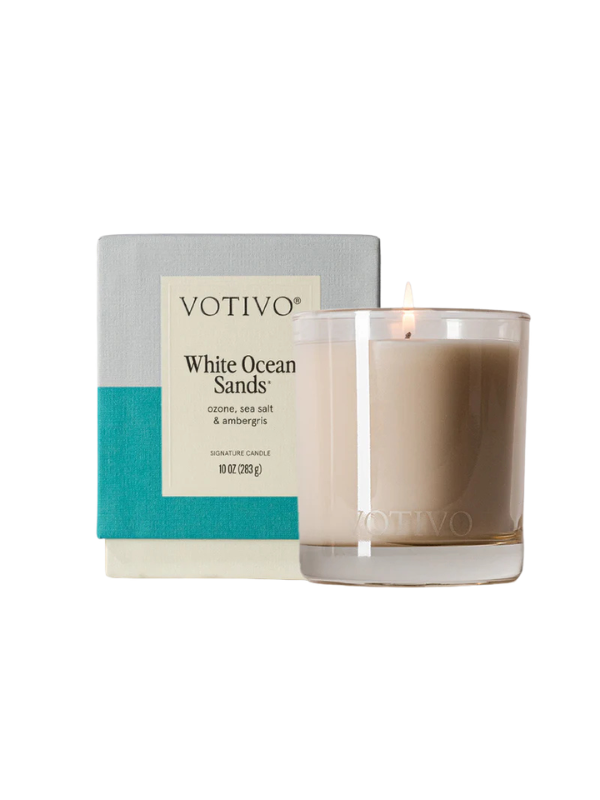 White Ocean Sands Signature Candle votivo