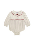 white bubble trimmed in plaid details and a plaid bow on the back 