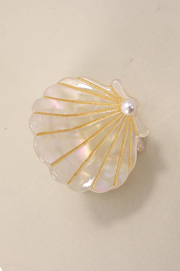 White Seashell Hair Claw Clip plastic