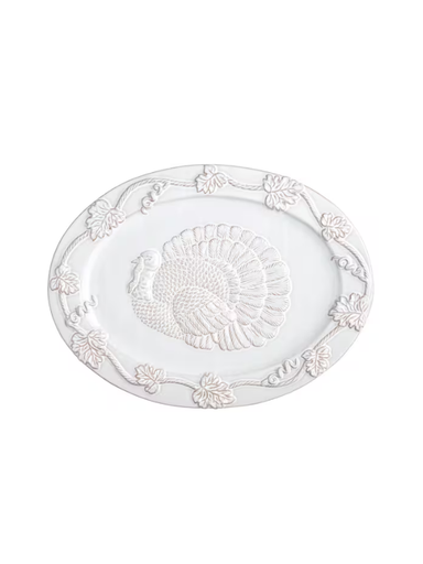 White Turkey and vine Platter By Mudpie