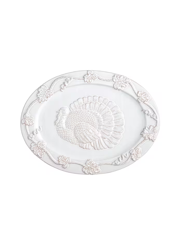 White Turkey and vine Platter By Mudpie