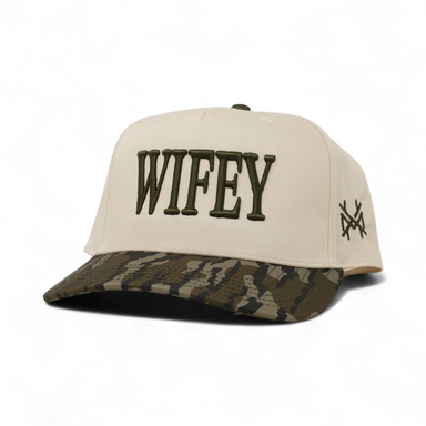 camo and cream wifey trucker hat