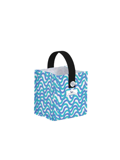 Blue wavy patterned resusable and durable small gift bag