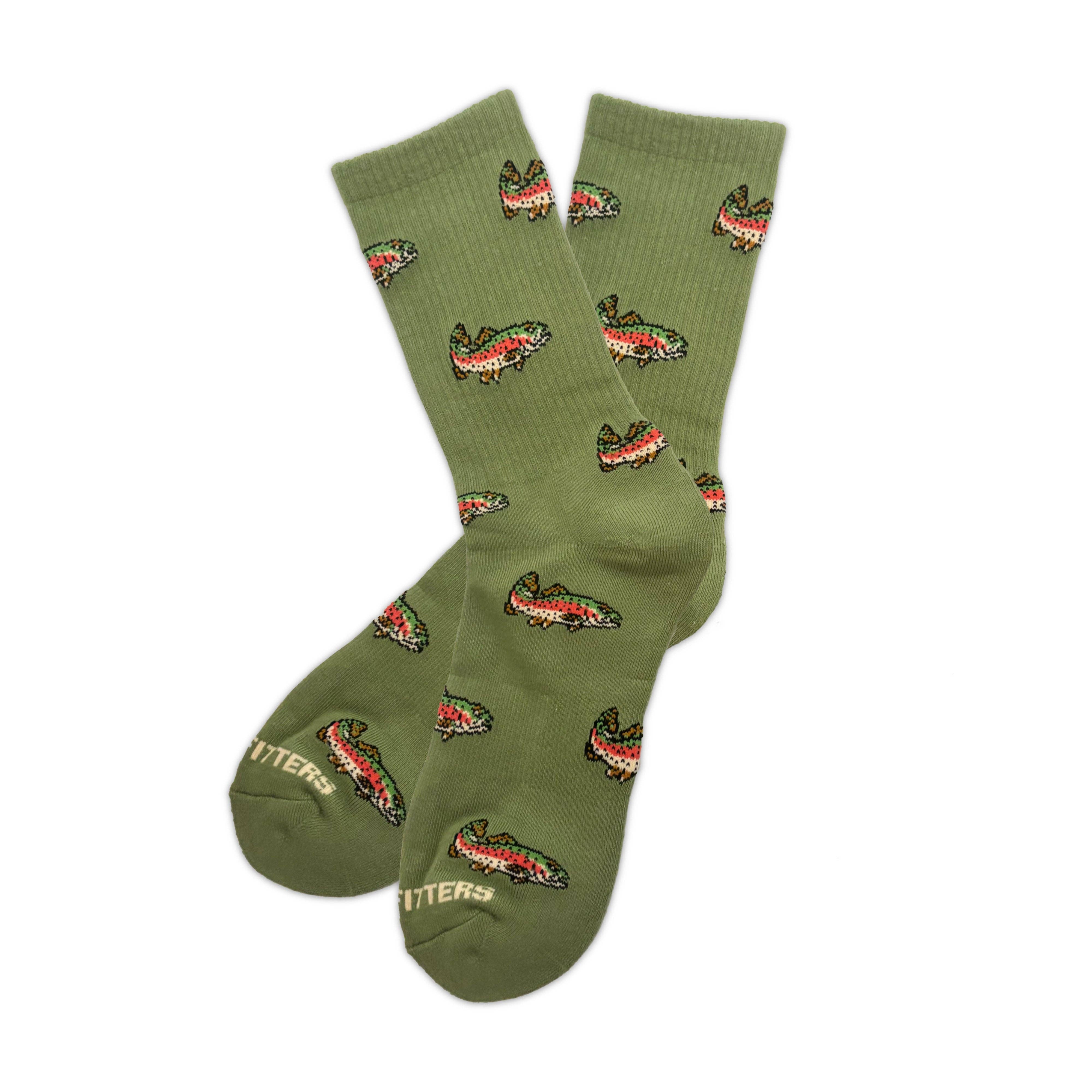 Green socks with fish pattern 