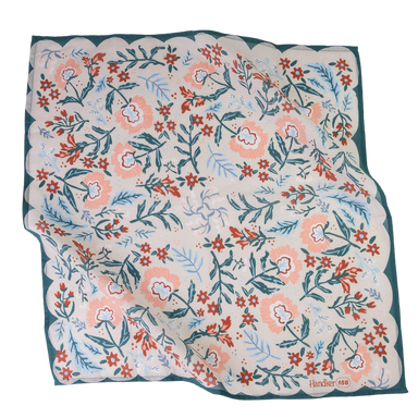 teal scalloped floral bandana