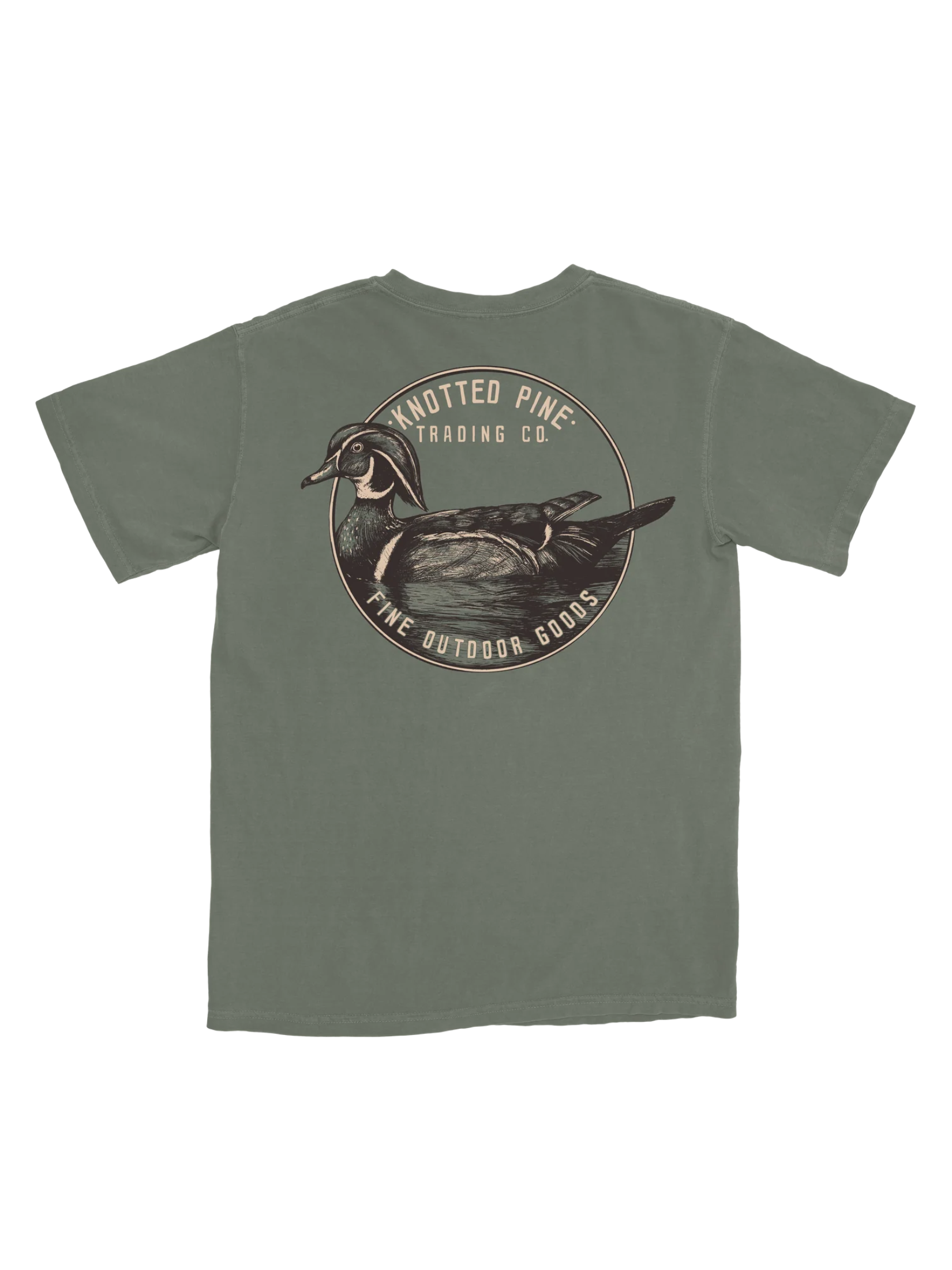 green tee with wood duck