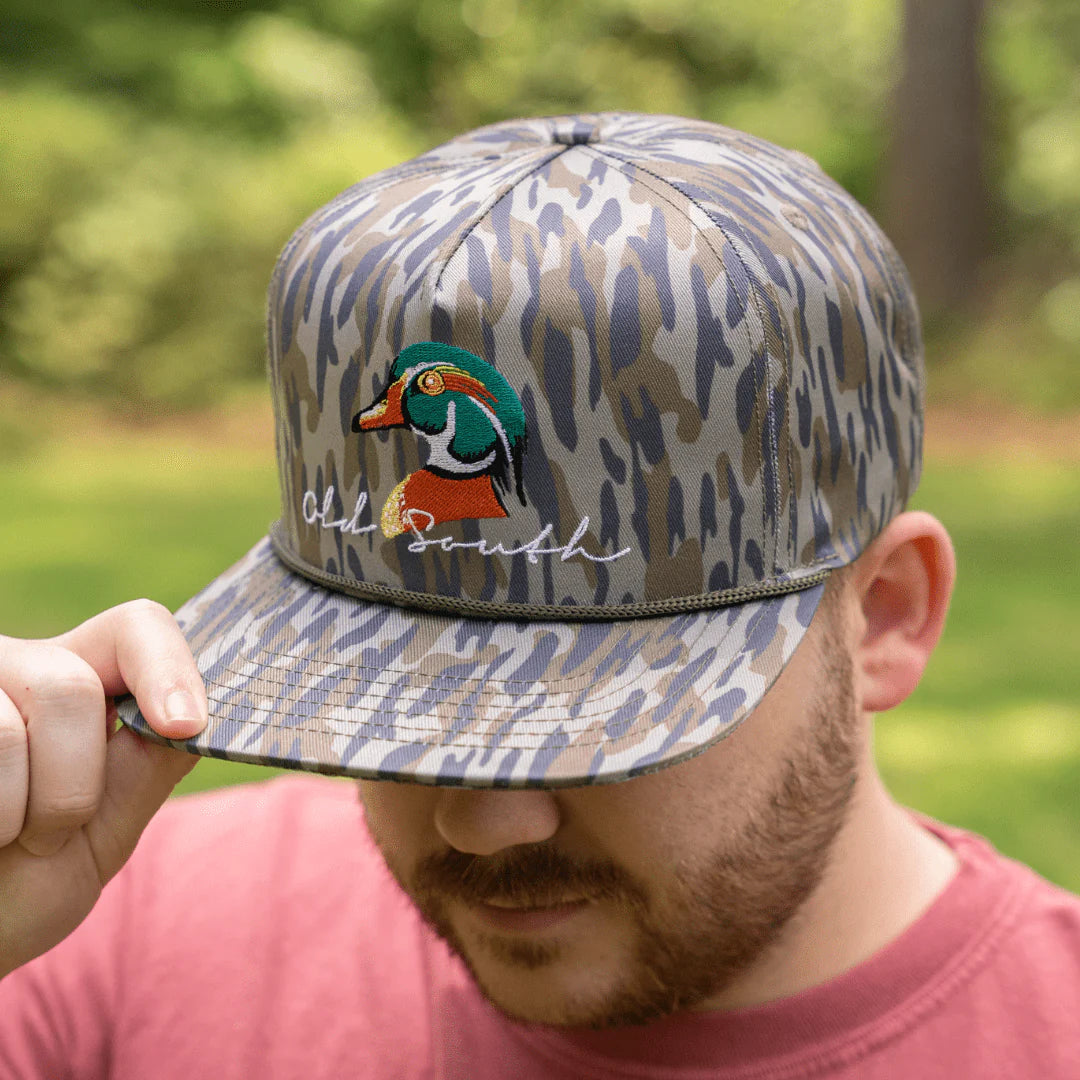 duck head on camo hat