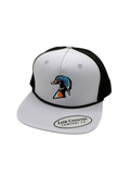 blue and orange Wood Head Hat in Grey & Black