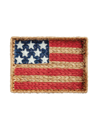 american flag painted on a wicker tray
