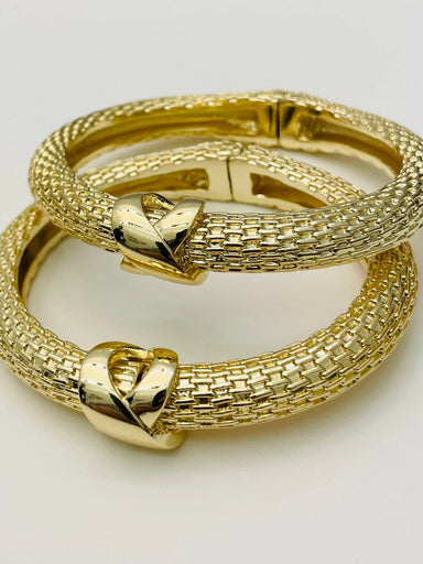 gold Woven hinged bracelet 