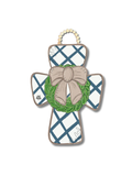 blue and white striped cross door hanger