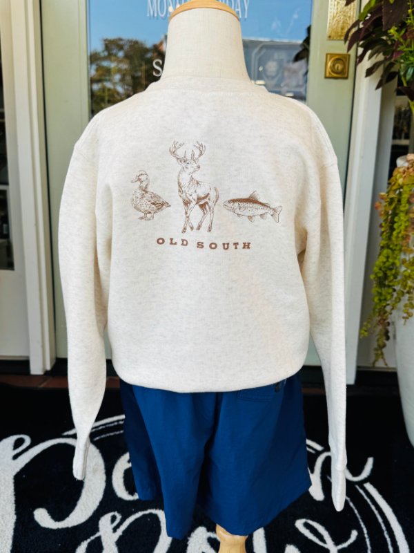 duck, deer and fish youth sweatshirt