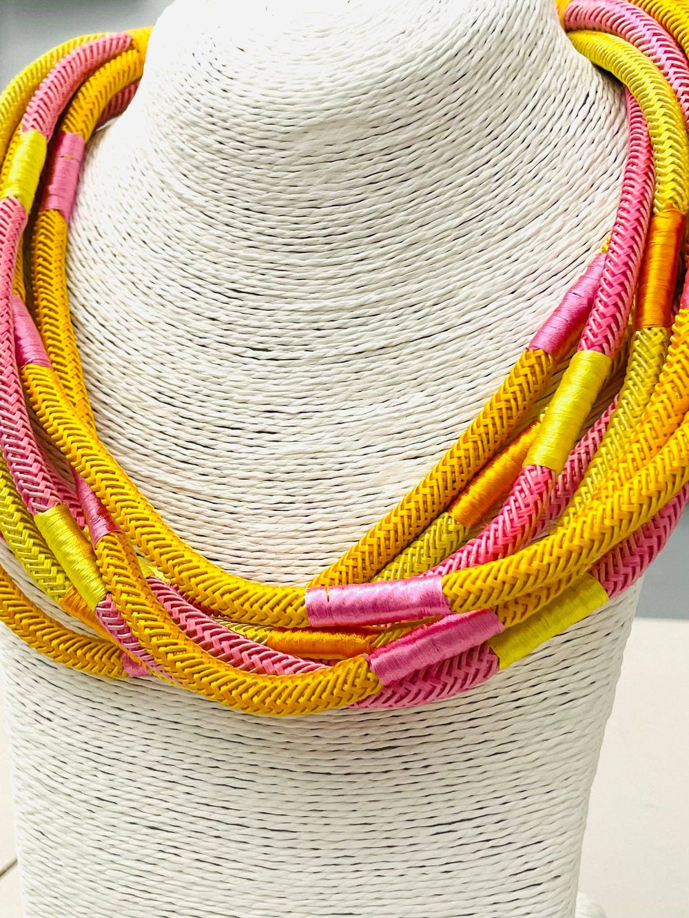 Yellow & Pink rope necklace