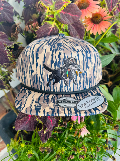 black lab on camo youth hat