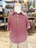 Red black and white micro striped youth polo by meripex