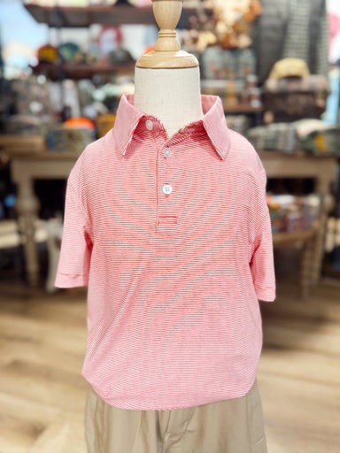 Micro red and white striped youth polo by meripex