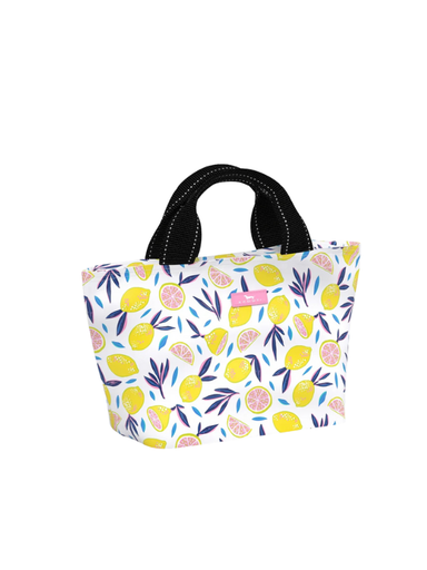 Lemon patterned insulated lunch box tote cooler 