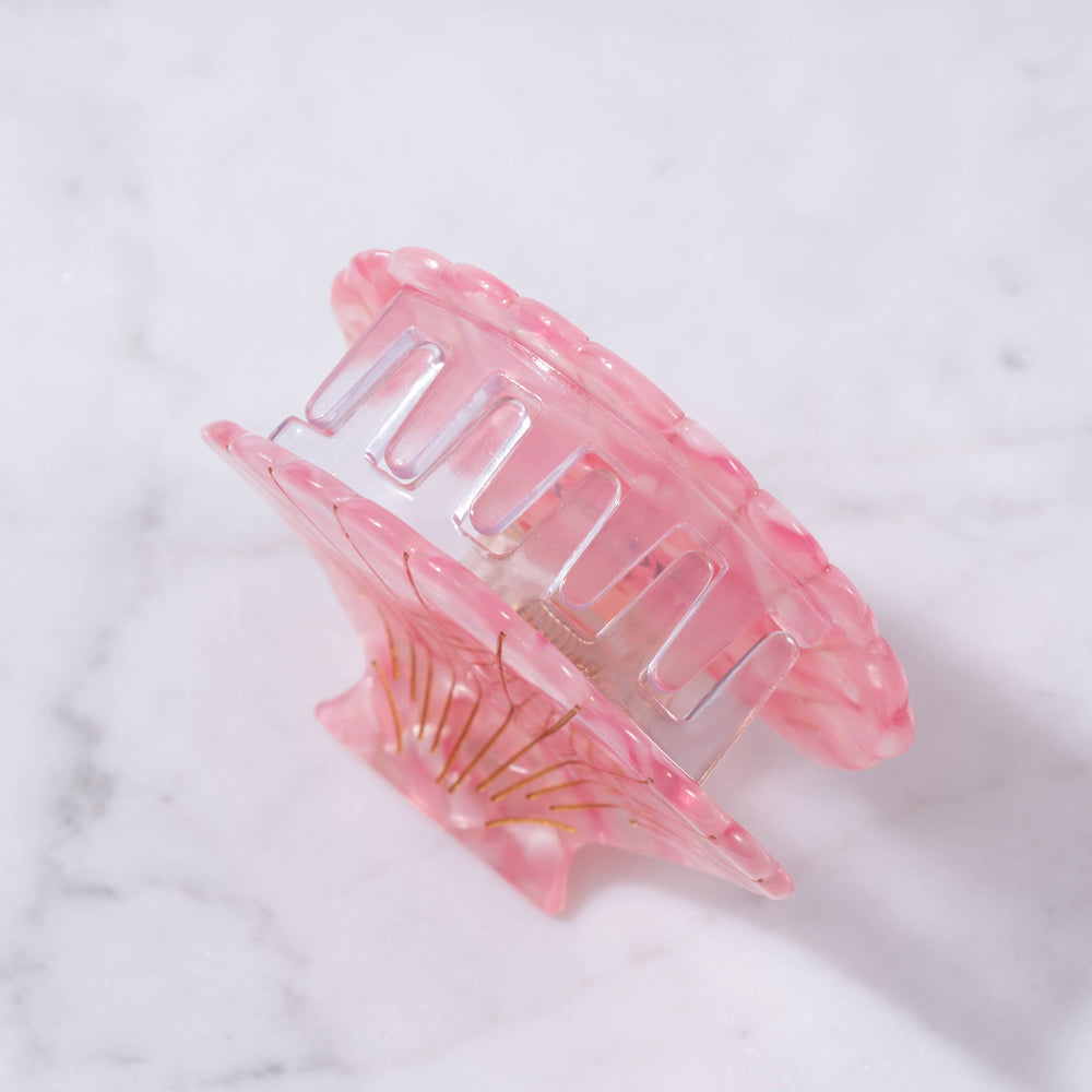 Eco-Friendly Large Scallop Shell Hair Clip: Pink