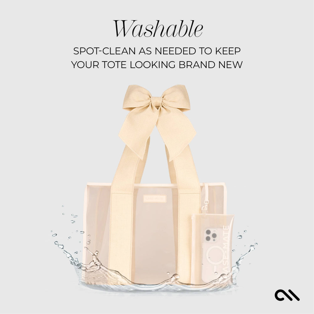 Ecru Raffia Bow Jelly Tote Bag by Case-Mate