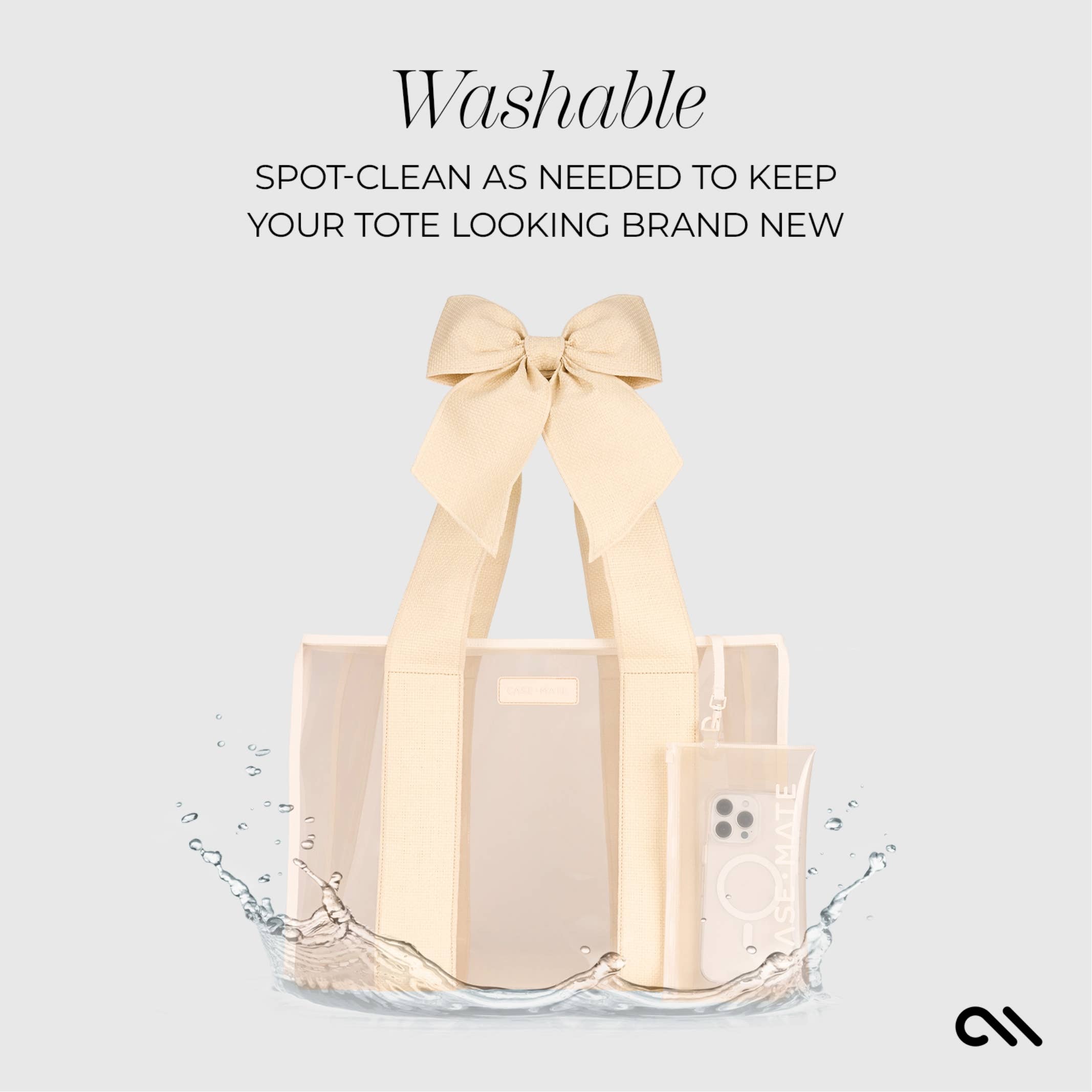 Ecru Raffia Bow Jelly Tote Bag by Case-Mate