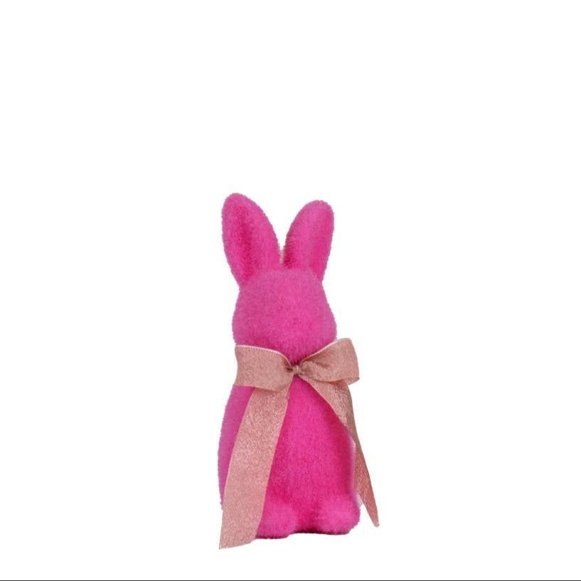 Small Pink Flocked Bunny