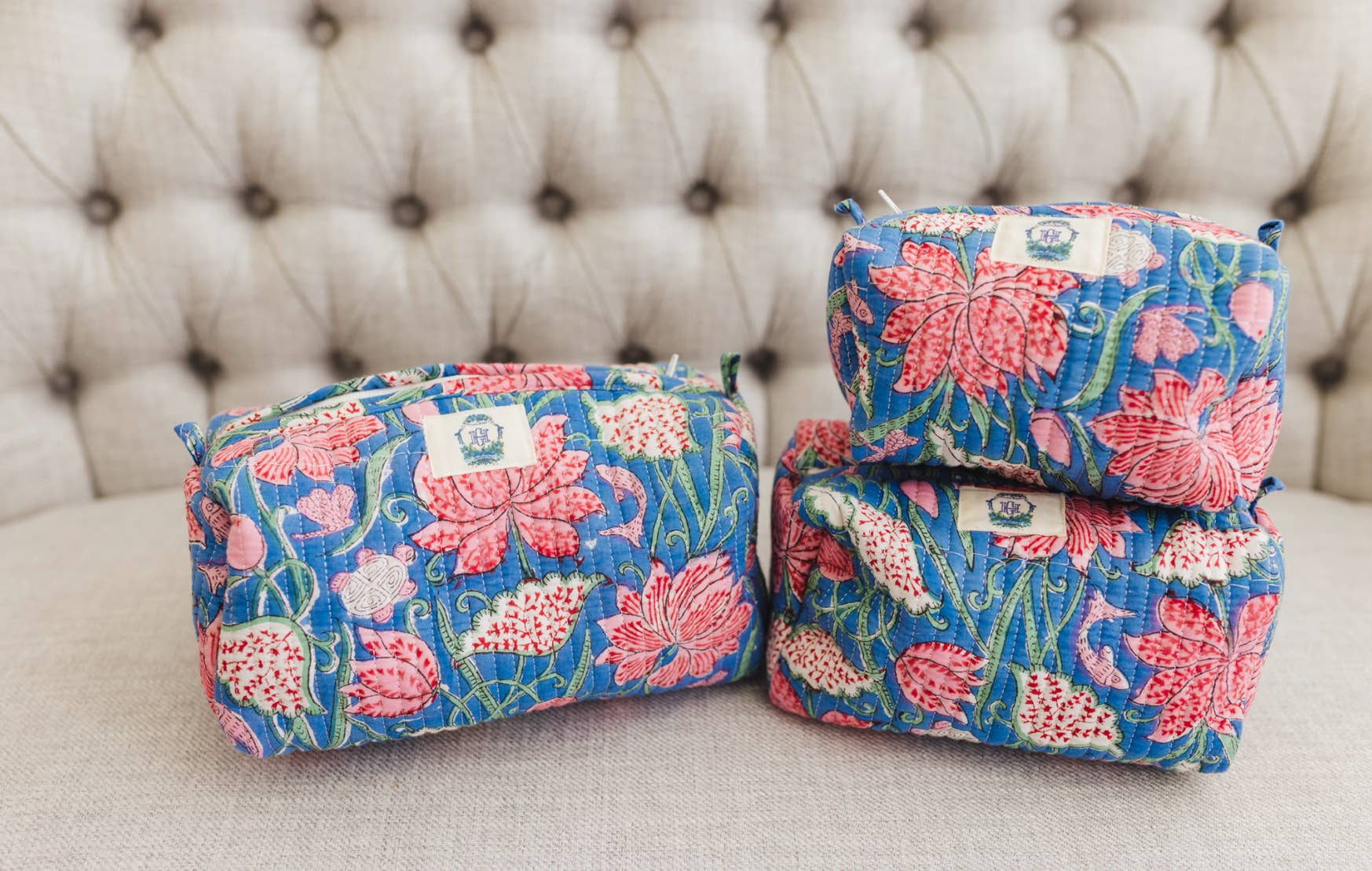 Seascape-Quilted Cosmetic Bags-set of 3