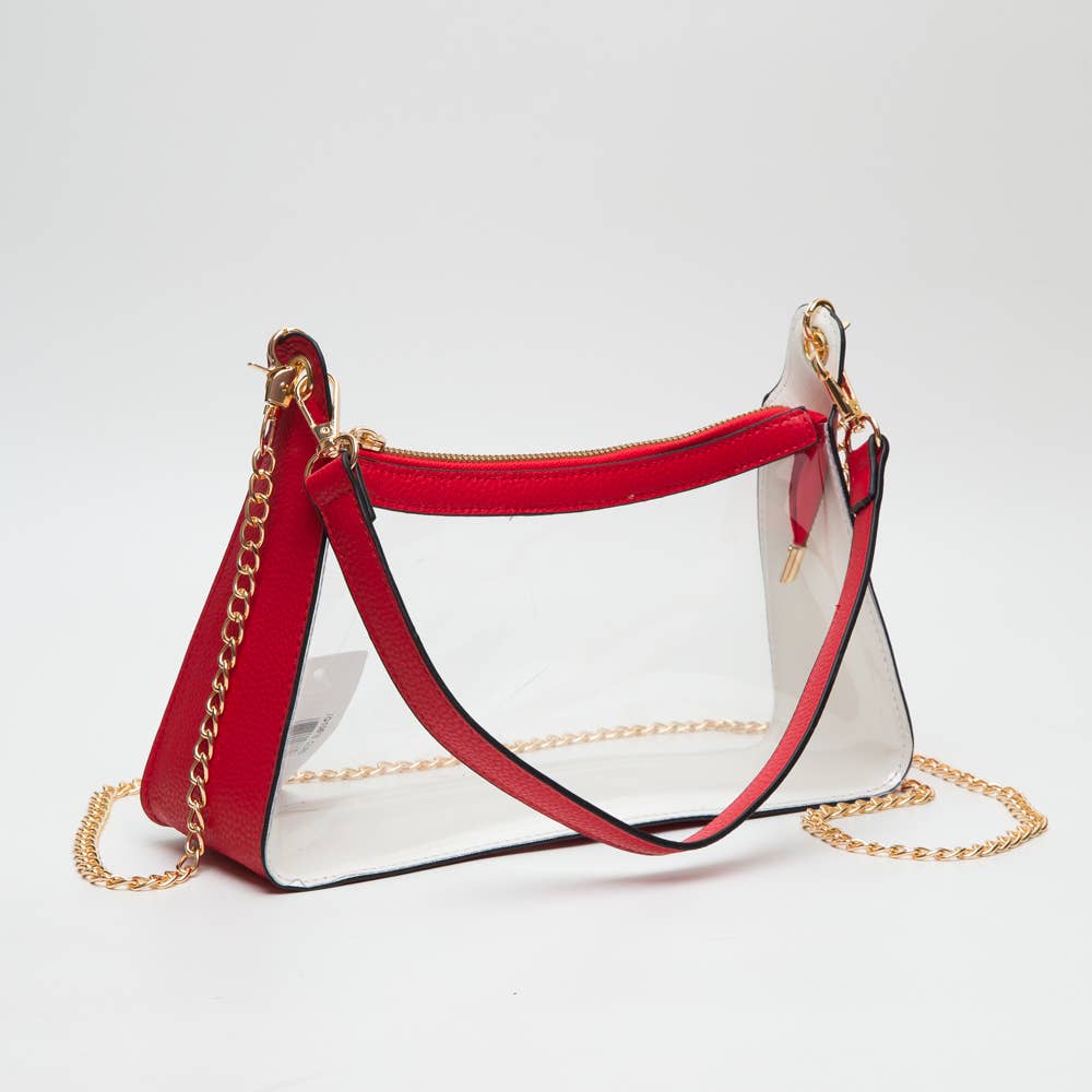 Game Day Stadium Clear Satchel Bag- Red
