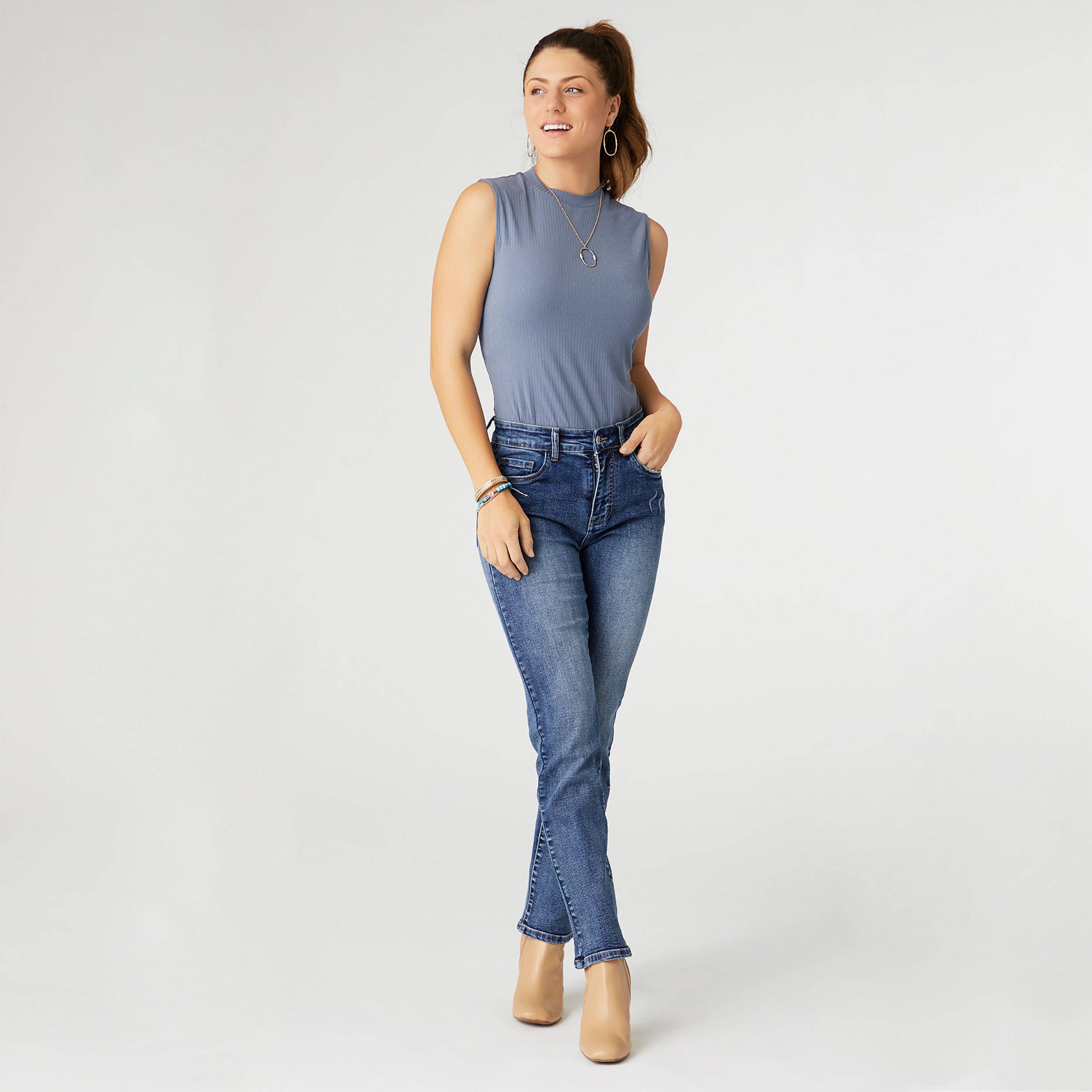EverStretch Straight with Bottom Cuff: Medium Denim