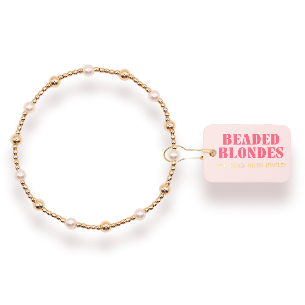 June Pearl + Gold Beaded Bracelet