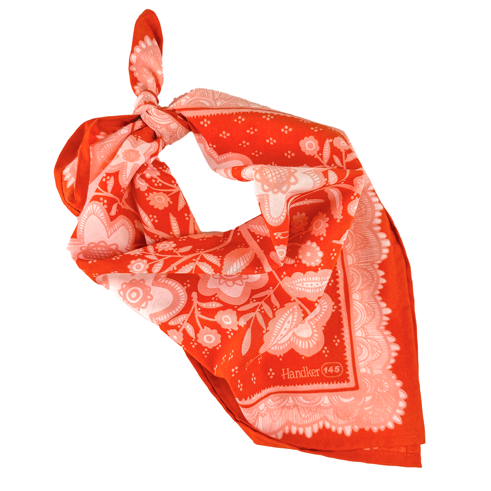 The Lacey Brick Red & Pink Bandana