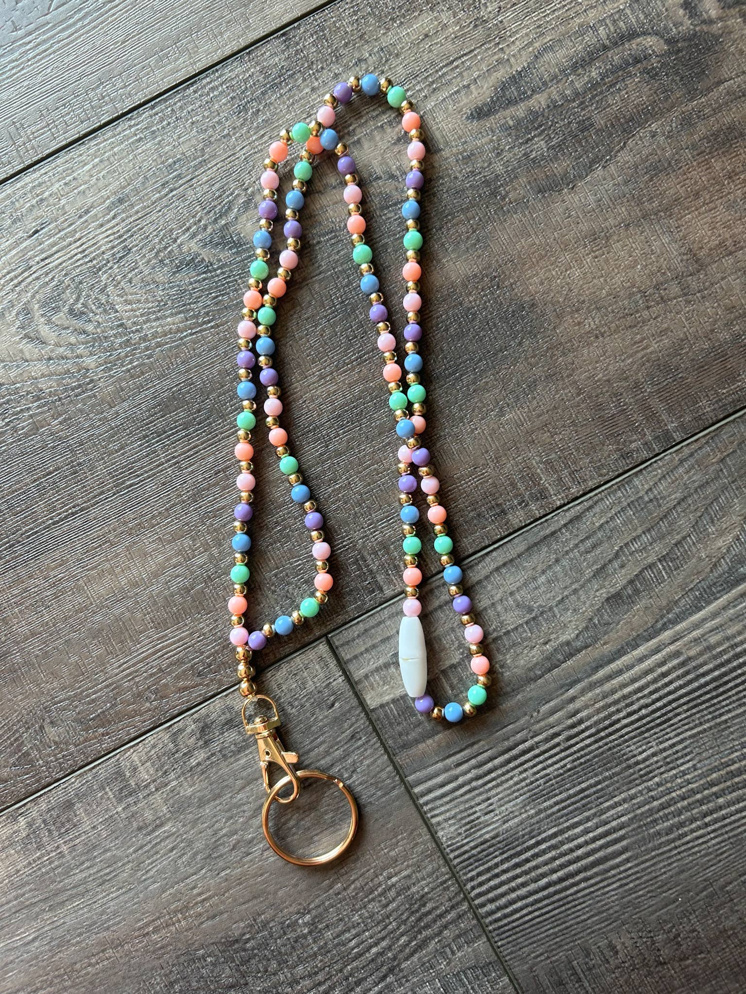 Pastel Beaded Lanyard with Breakaway Clasp