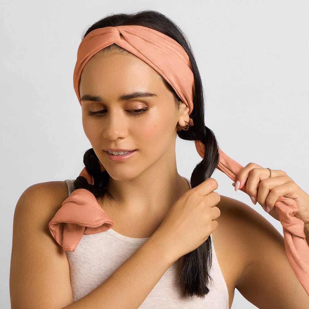 Set & Flow Heatless Curling Headband in Terracotta By Kitsch