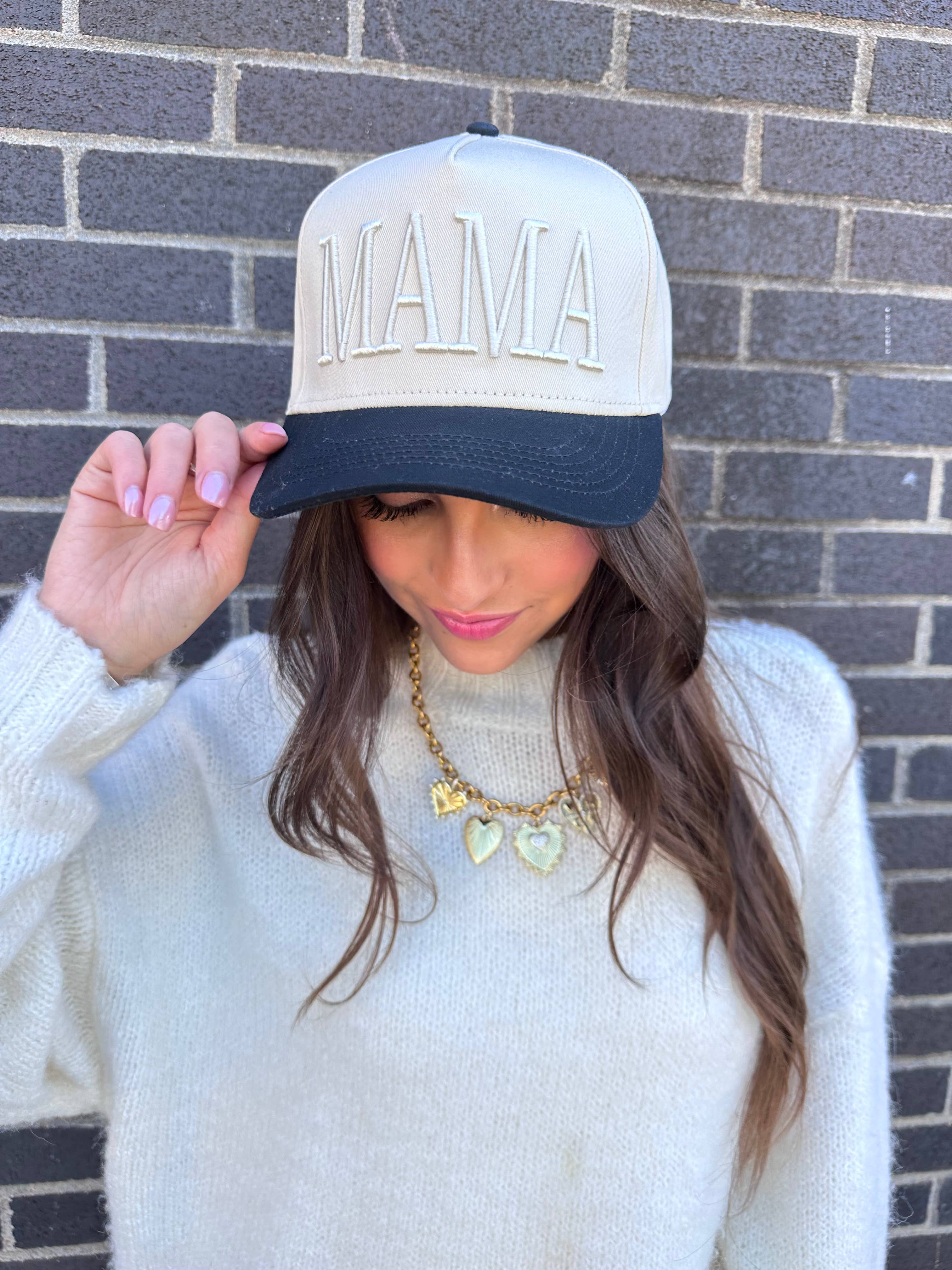 MAMA Monochromatic Embroidered Hat 