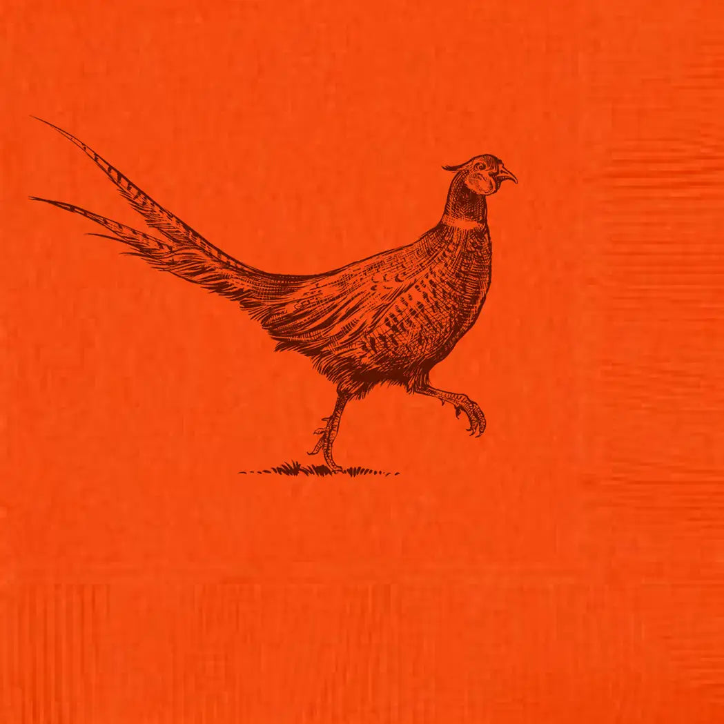 Pheasant Strut Orange Beverage Napkins