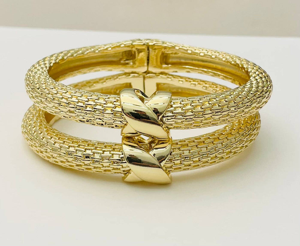 Gold Woven Hinged Bracelet