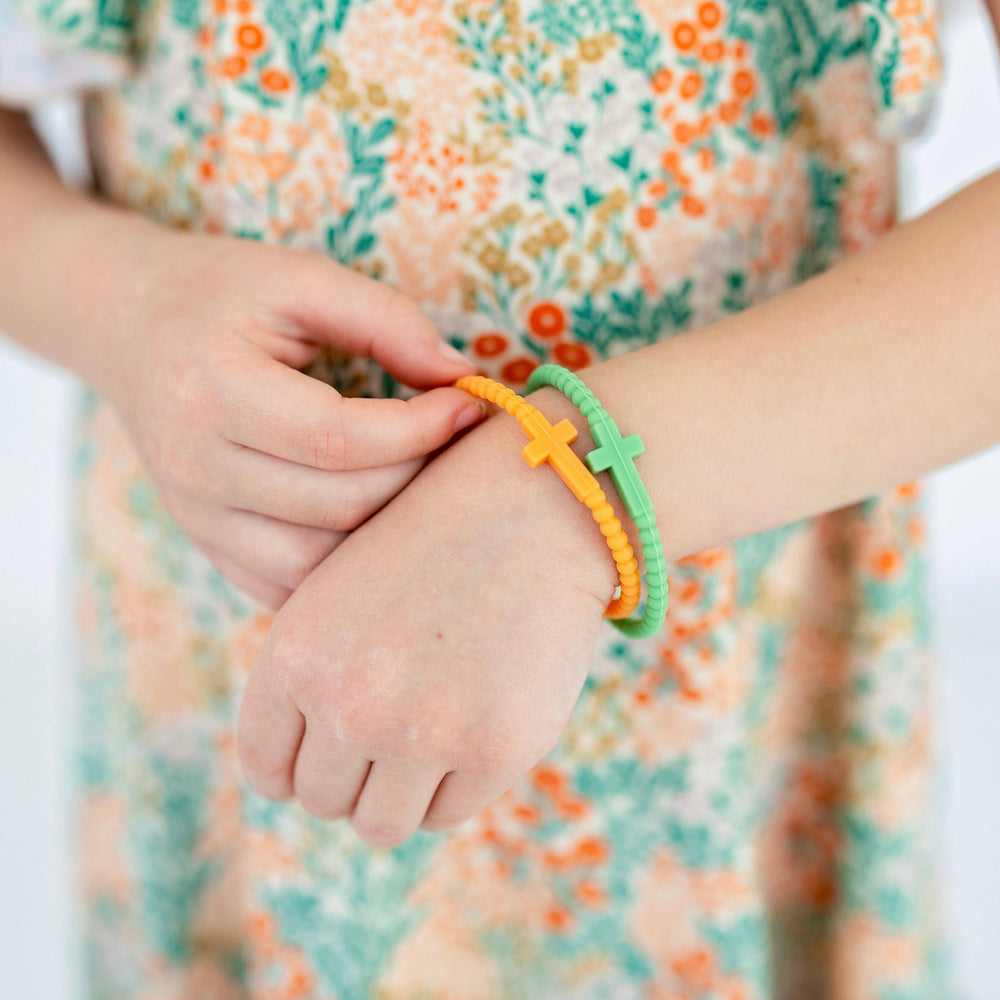 Jesus Silicone Cross Bracelets - Neon / Medium