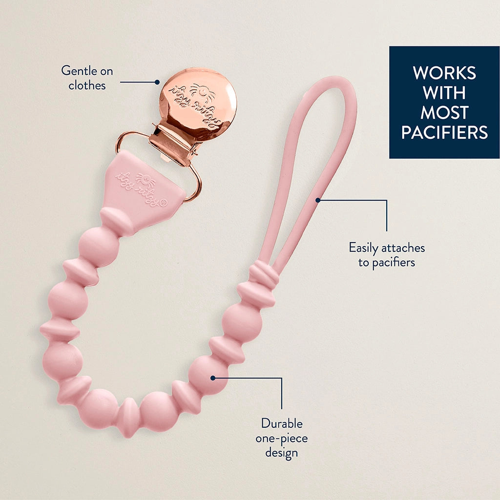 Itzy Paci Strap™ Silicone One-Piece Pacifier Clips: Pink