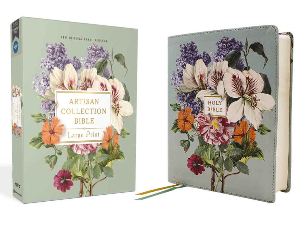 NIV Artisan Collection Bible Large Print Leathersoft Sage Floral