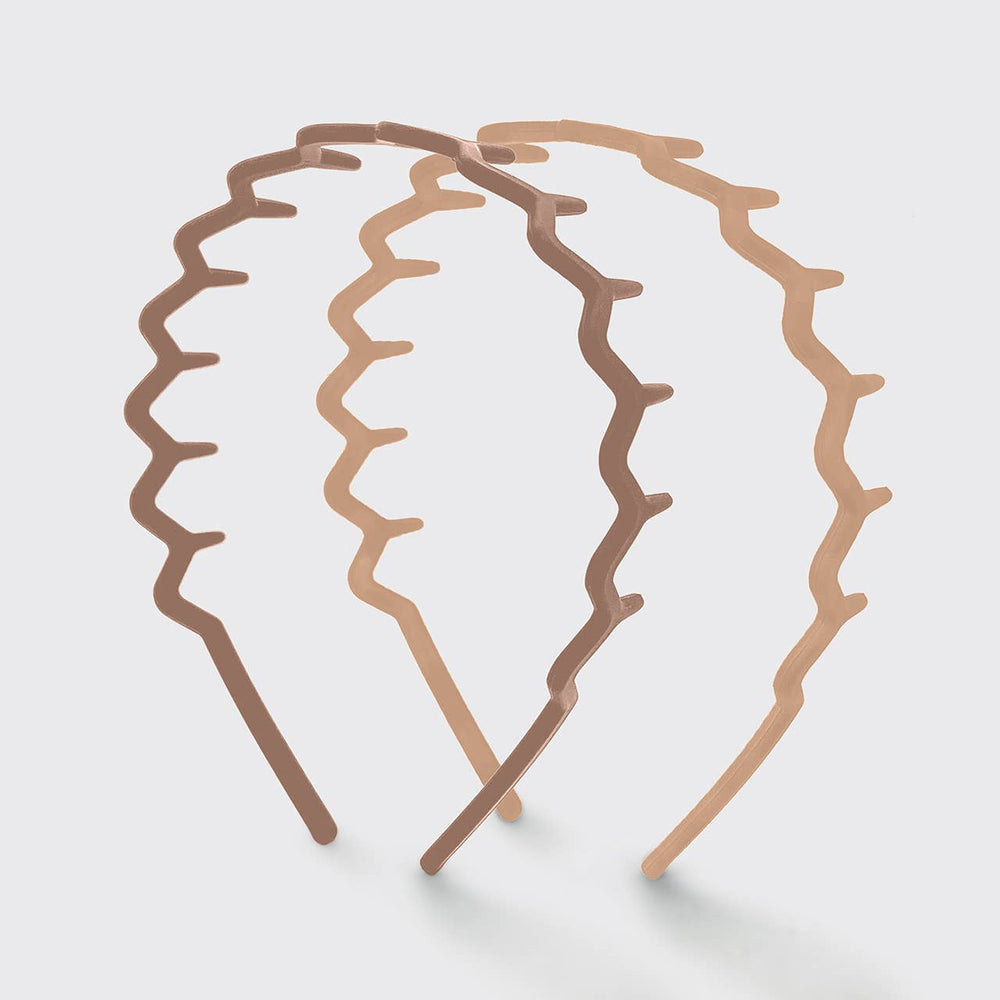 Recycled Plastic Zig Zag Headband 2pc - Neutral by Kitsch