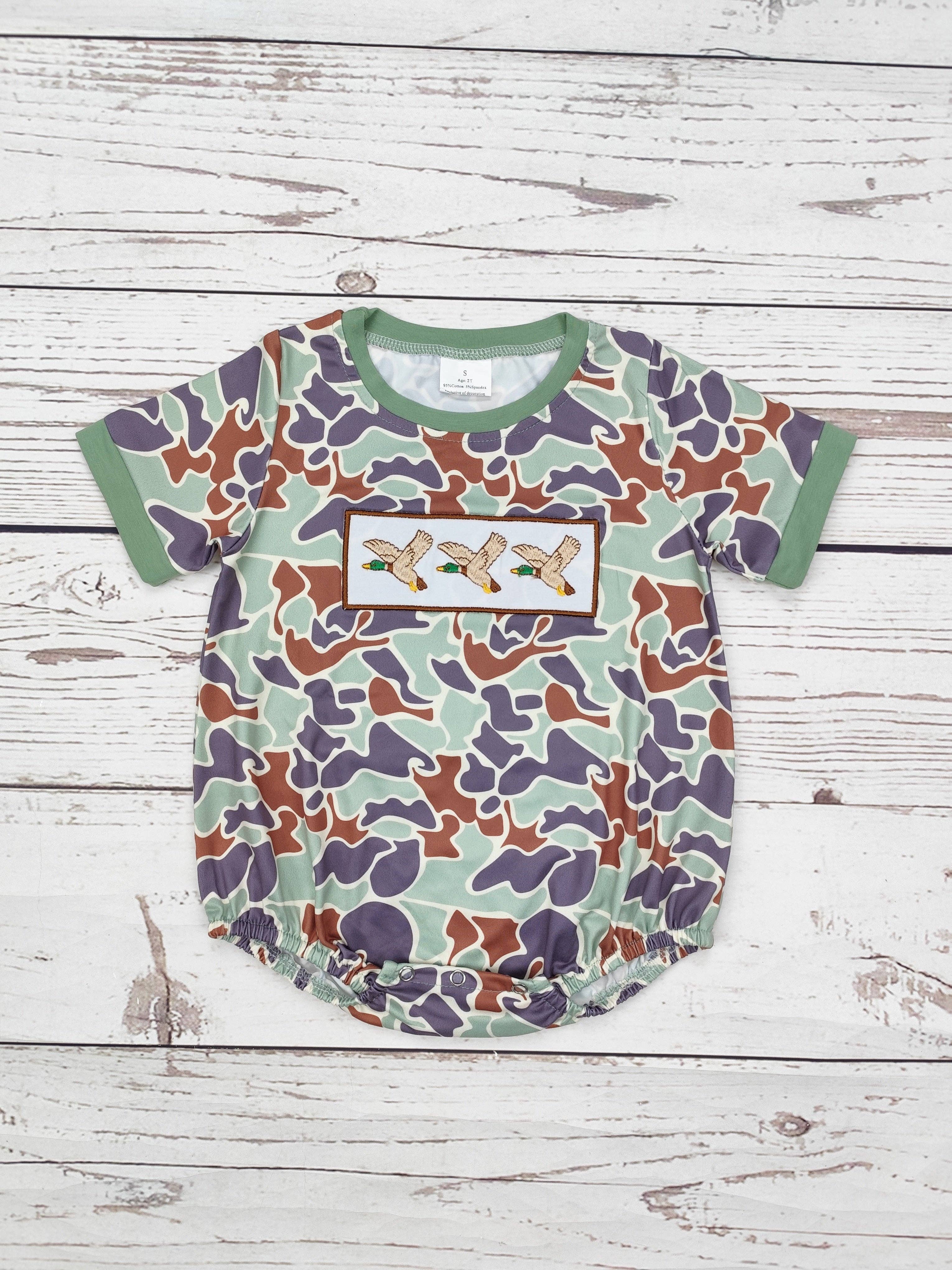 Baby Boy Camouflage Duck Appliqué Bubble